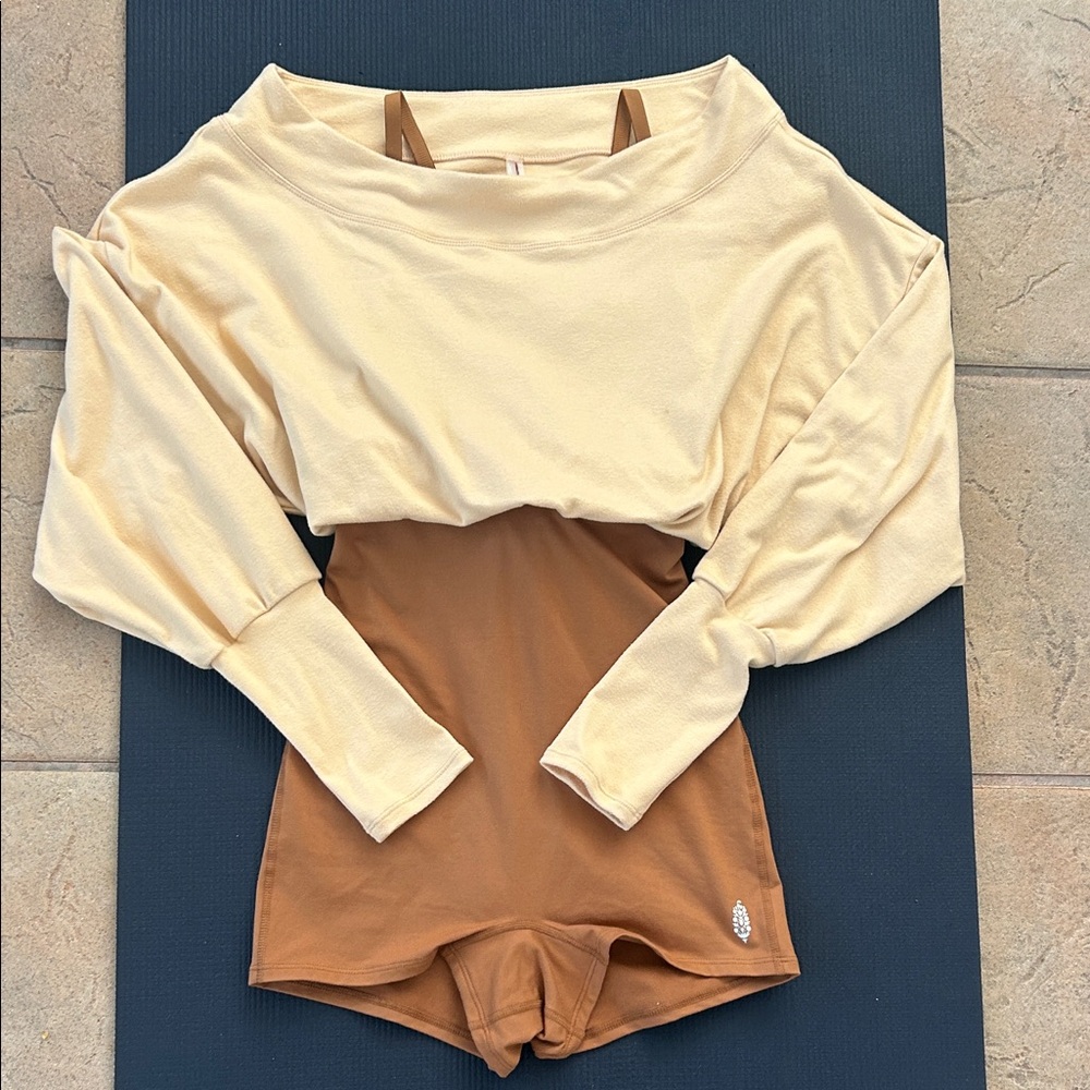 Free people 
Cream and copper jumpsuit